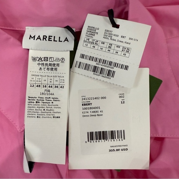 MARELLA BY MAX MARA Women’s Size 12 Pink Summer Collared Shirt Dress Cotton NEW - Picture 10 of 15